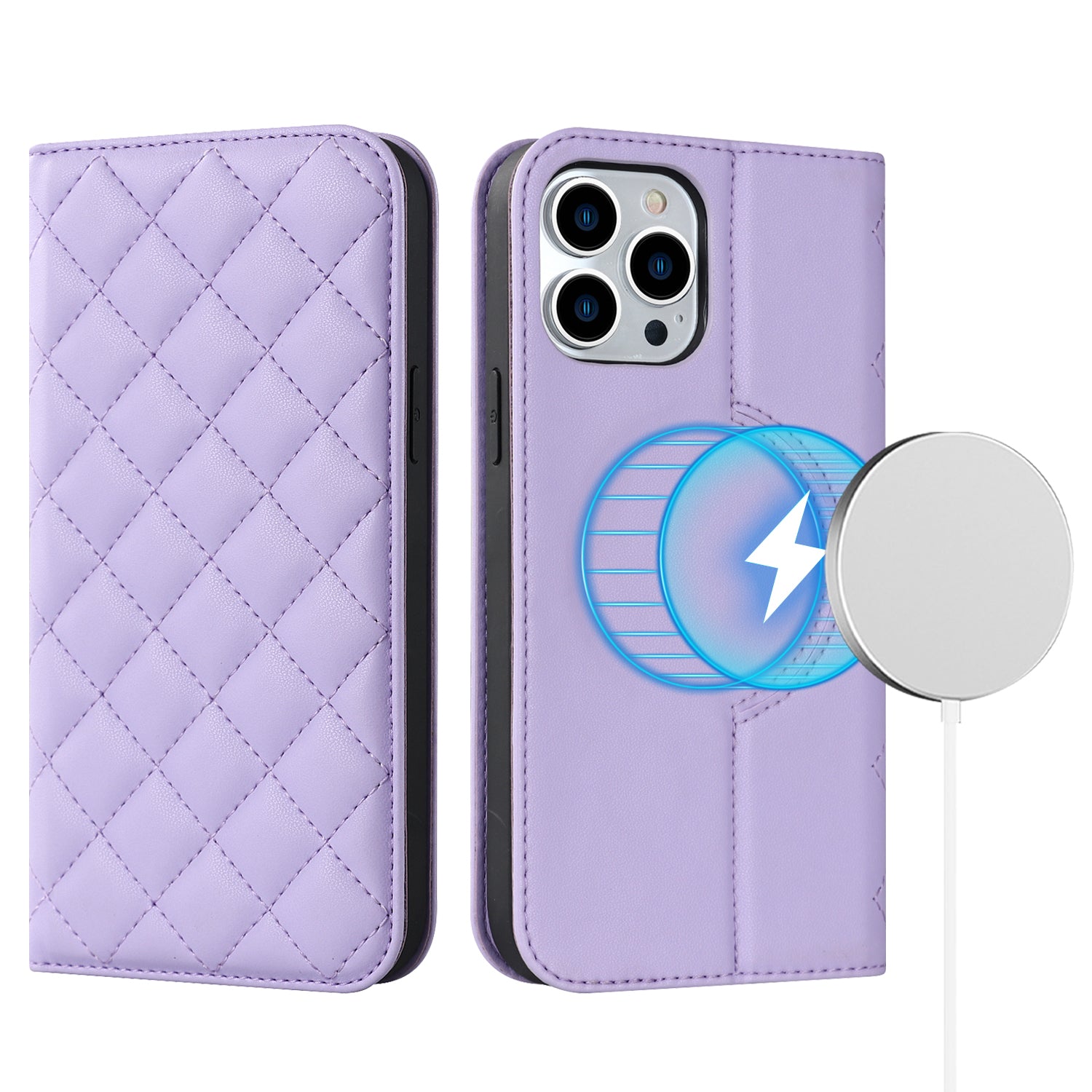 For iPhone 13 Pro 6.1 inch PU Leather Stand Phone Case RFID Blocking Card Holder Cover Compatible with MagSafe - Sky Blue For iPhone 13 Pro 6.1 inch PU Leather Stand Phone Case RFID Blocking Card Holder Cover Compatible with MagSafe - Sky Blue